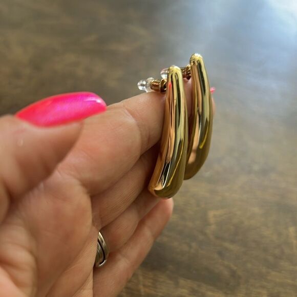 Gold Dangle Statement Geometric Long Triangle Exaggerated Earrings - Picture 8 of 9